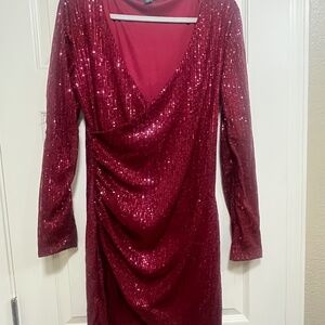 Fashion Nova Low Cut Sequin Dress XL